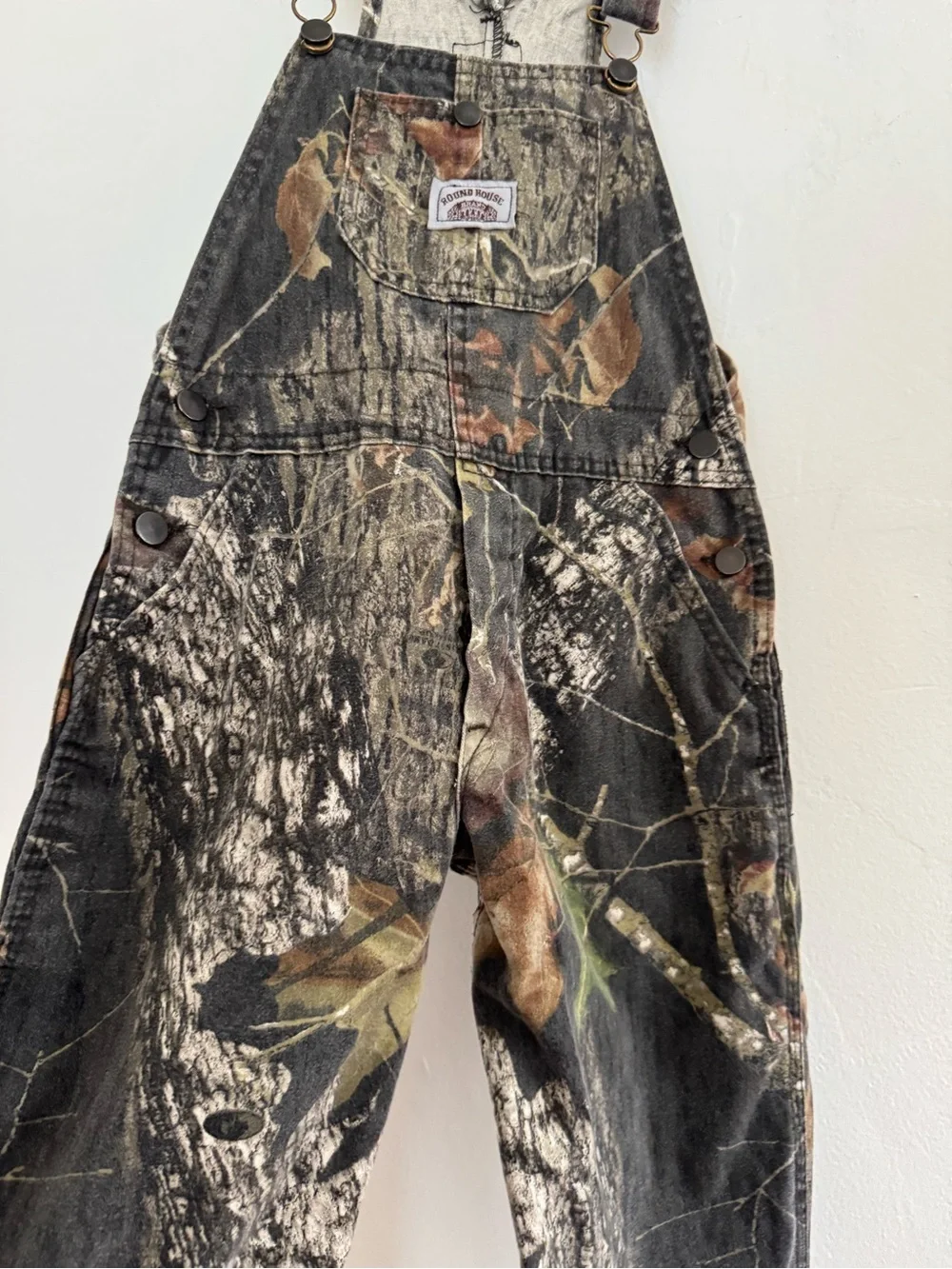 Round House Kids Mossy Oak Realtree Camo Overalls Green Brown Hunting Outdoor